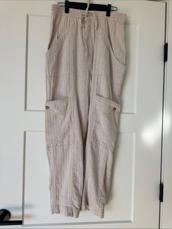 Free People Pants - Free People Neutral Linen Cargo Drawstring Pants